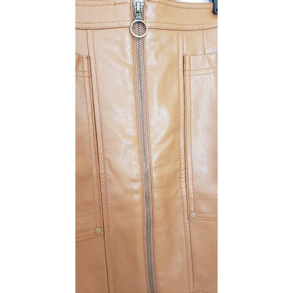 NWT PILCRO BY ANTHROPOLOGIE  FAUX LEATHER CEDAR FRONT ZIPPER MINI DRESS SZ 6 - Picture 5 of 10
